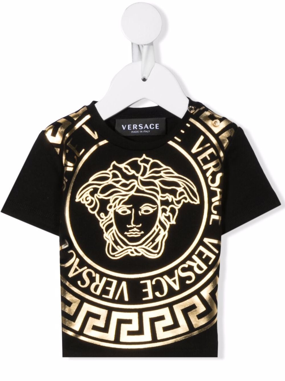 VERSACE BABY Medusa-print Short-sleeved T-shirt Black - MAISONDEFASHION.COM