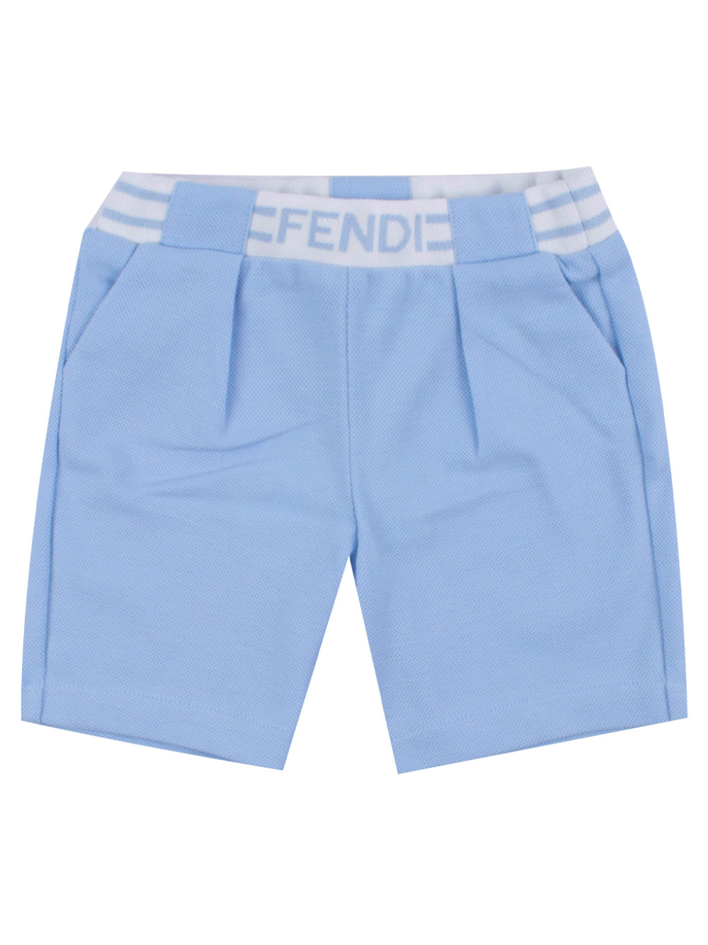 FENDI BABY Cotton Shorts Light Blue - MAISONDEFASHION.COM