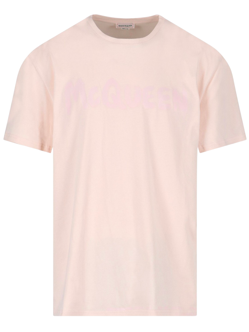 ALEXANDER MCQUEEN Logo-print Cotton T-shirt Light Pink - MAISONDEFASHION.COM