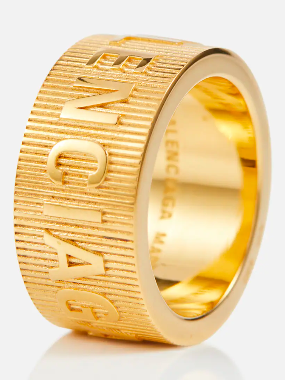 BALENCIAGA Force Striped Ring Gold - MAISONDEFASHION.COM