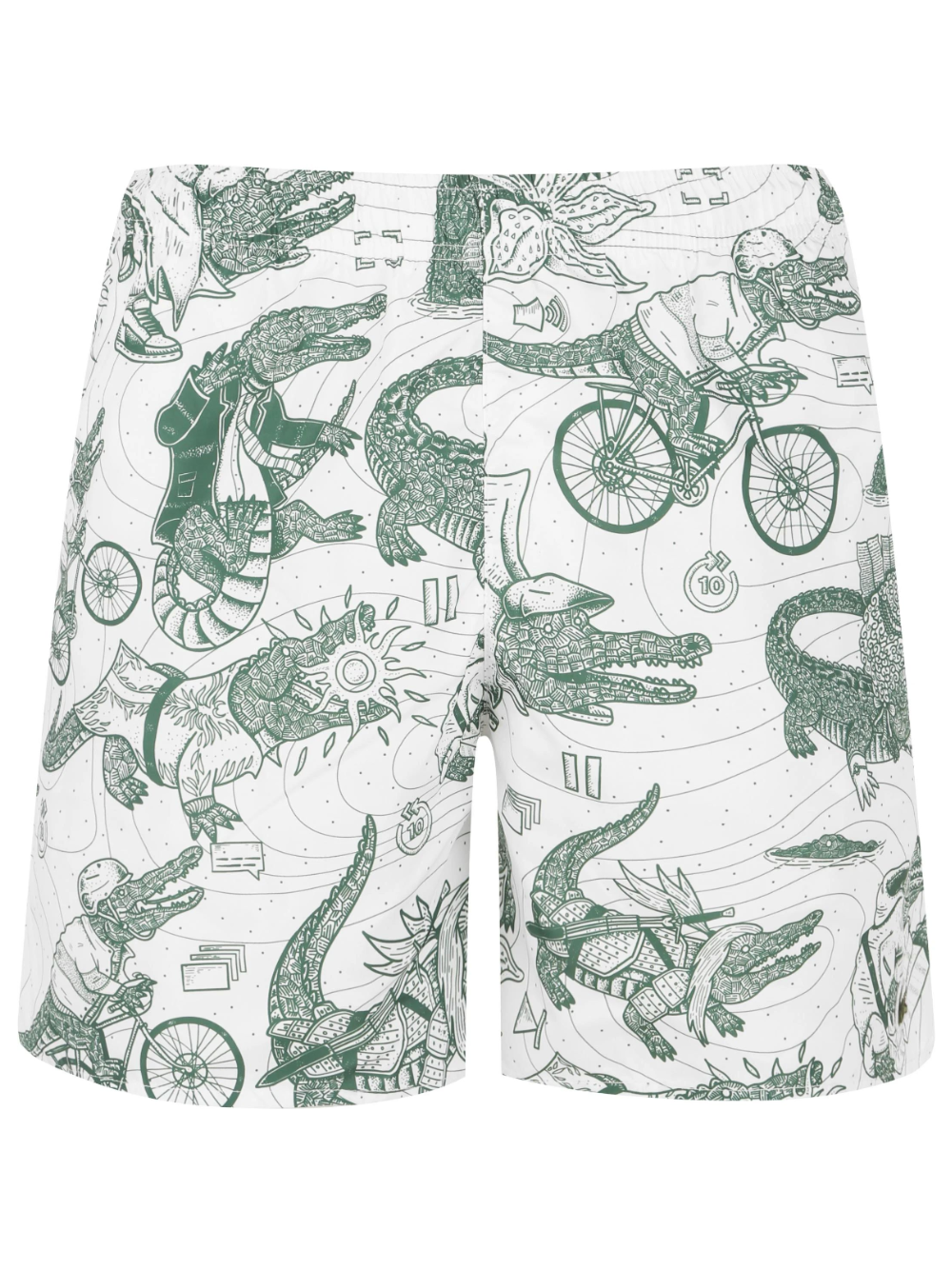 Lacoste x Netflix Swimming Swim Shorts White/Green - MAISONDEFASHION.COM