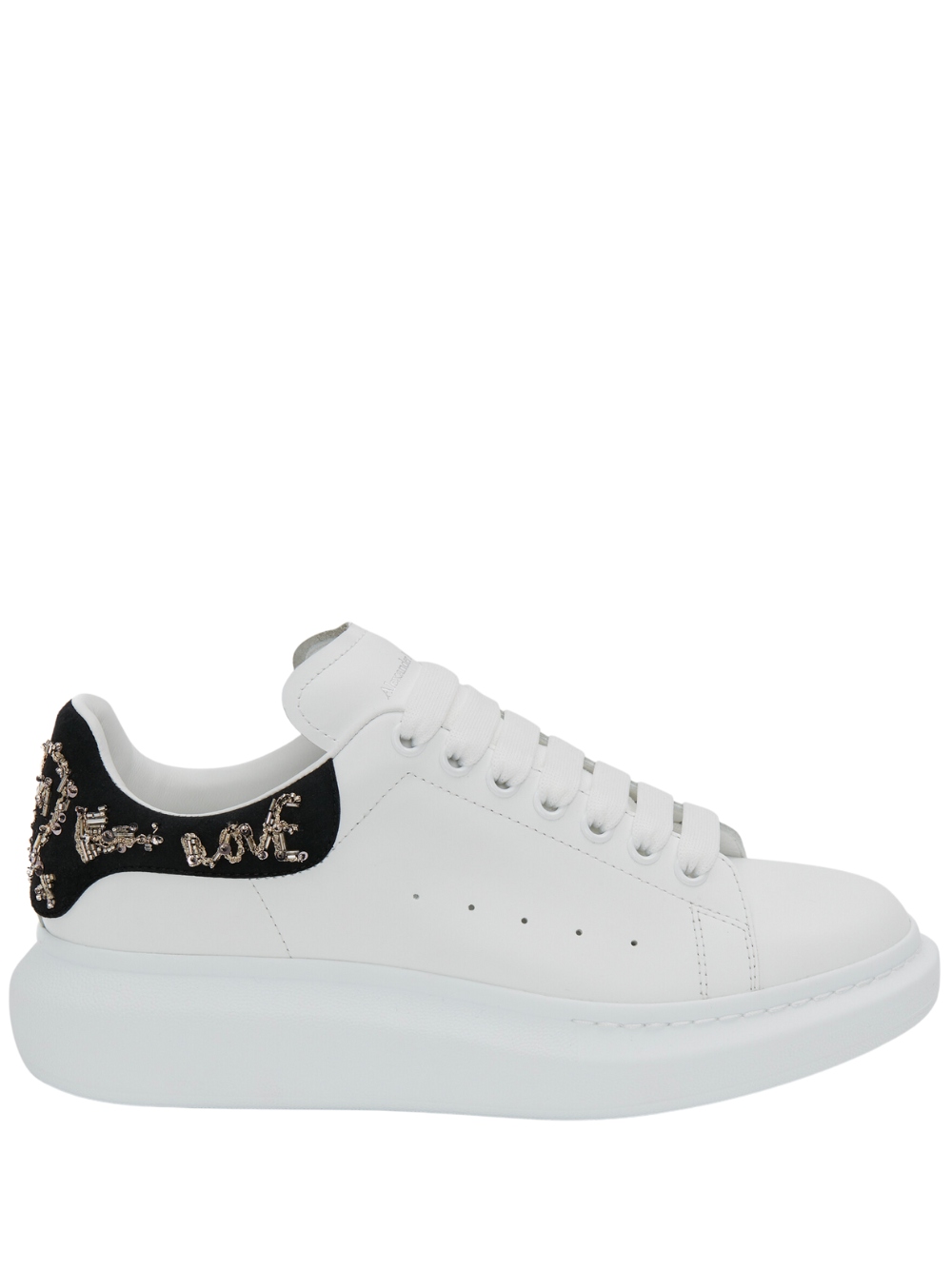 ALEXANDER MCQUEEN Oversized Sequin-logo Sneakers White/Black/Silver - MAISONDEFASHION.COM