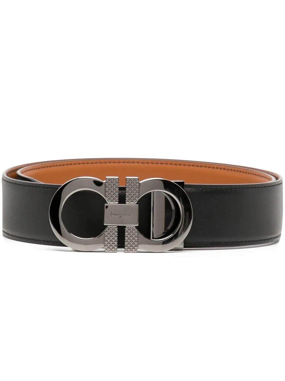 SALVATORE FERRAGAMO Reversible Leather Gancini Belt Black - MAISONDEFASHION.COM