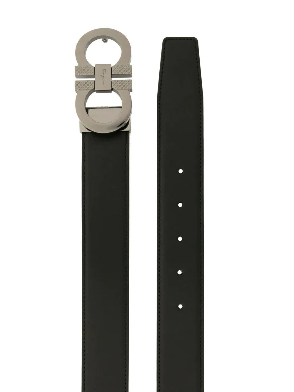 SALVATORE FERRAGAMO Reversible Leather Gancini Belt Black - MAISONDEFASHION.COM