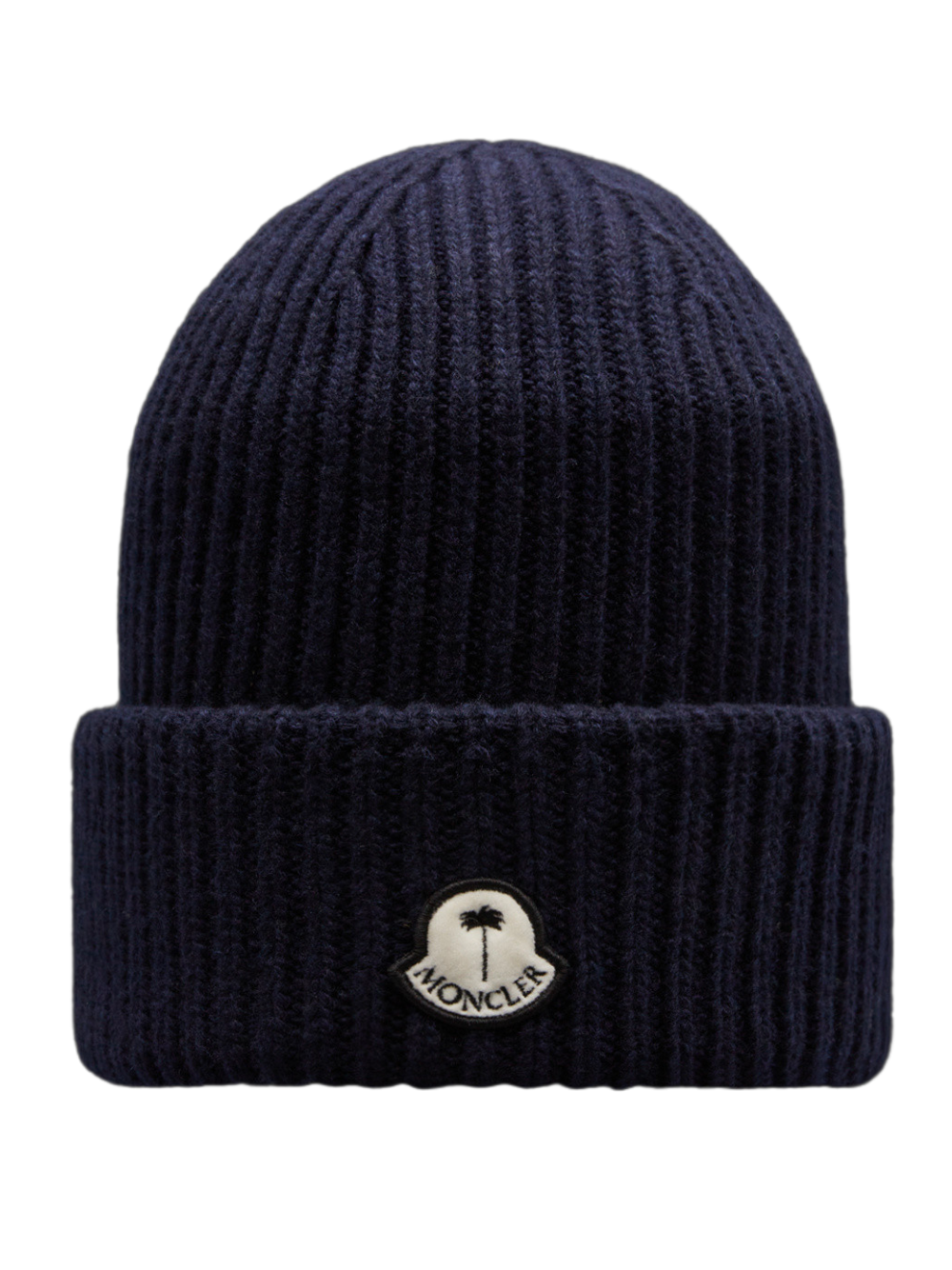 MONCLER GENIUS X 8 MONCLER PALM ANGELS Logo Patch Beanie Navy - MAISONDEFASHION.COM