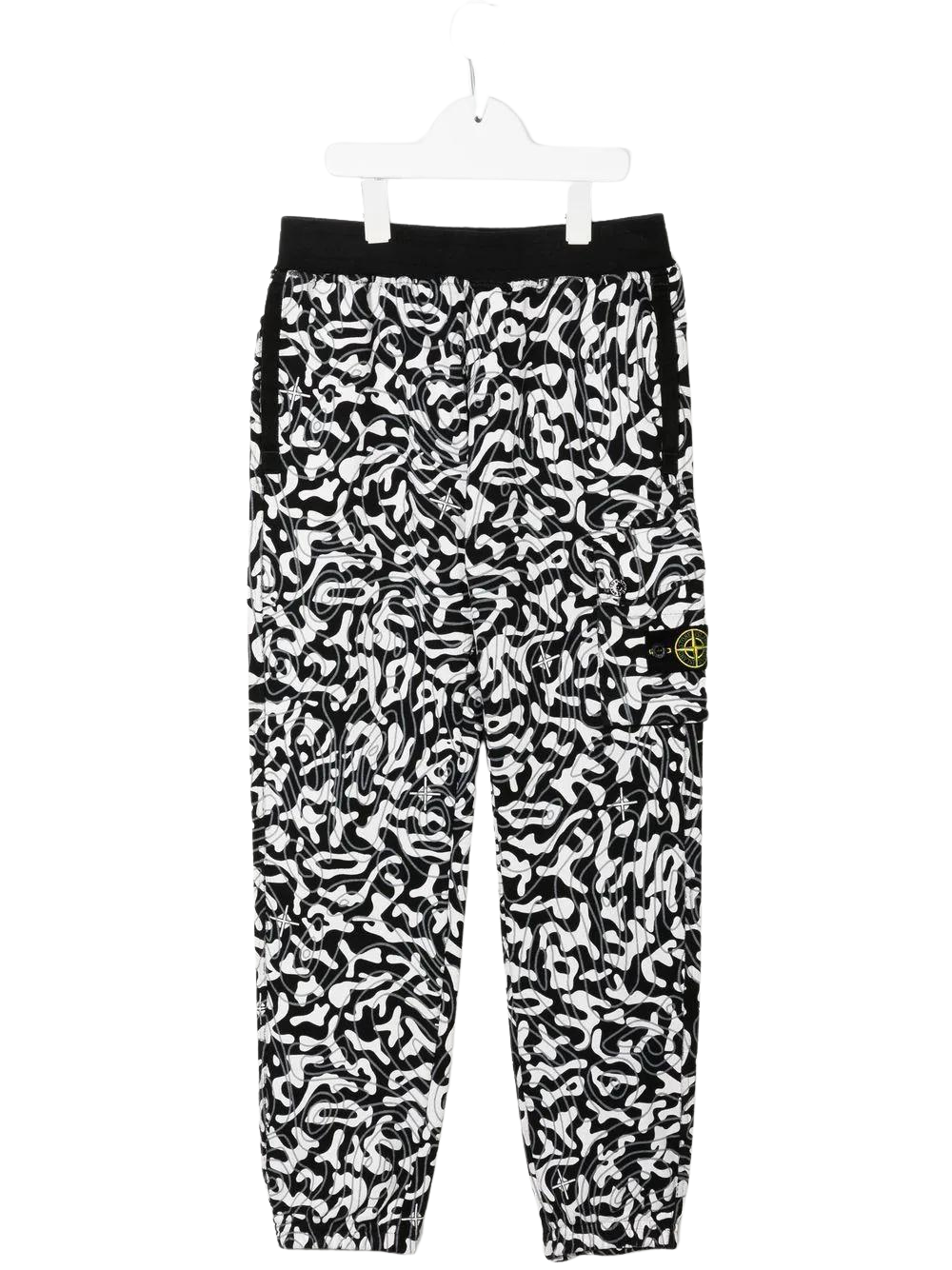 STONE ISLAND KIDS Logo-Patch Detail Print Sweatpants Black - MAISONDEFASHION.COM