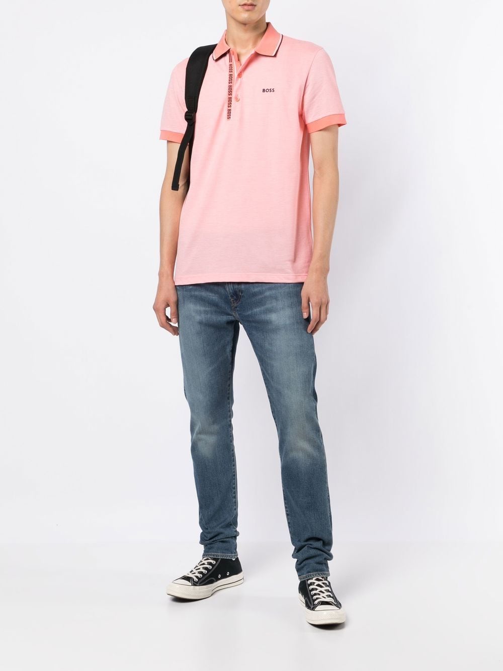 BOSS Passenger Logo-patch Polo Shirt Light Red - MAISONDEFASHION.COM