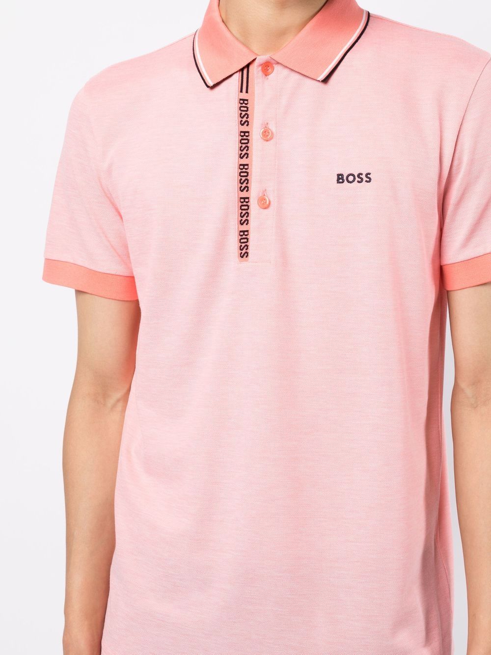 BOSS Passenger Logo-patch Polo Shirt Light Red - MAISONDEFASHION.COM