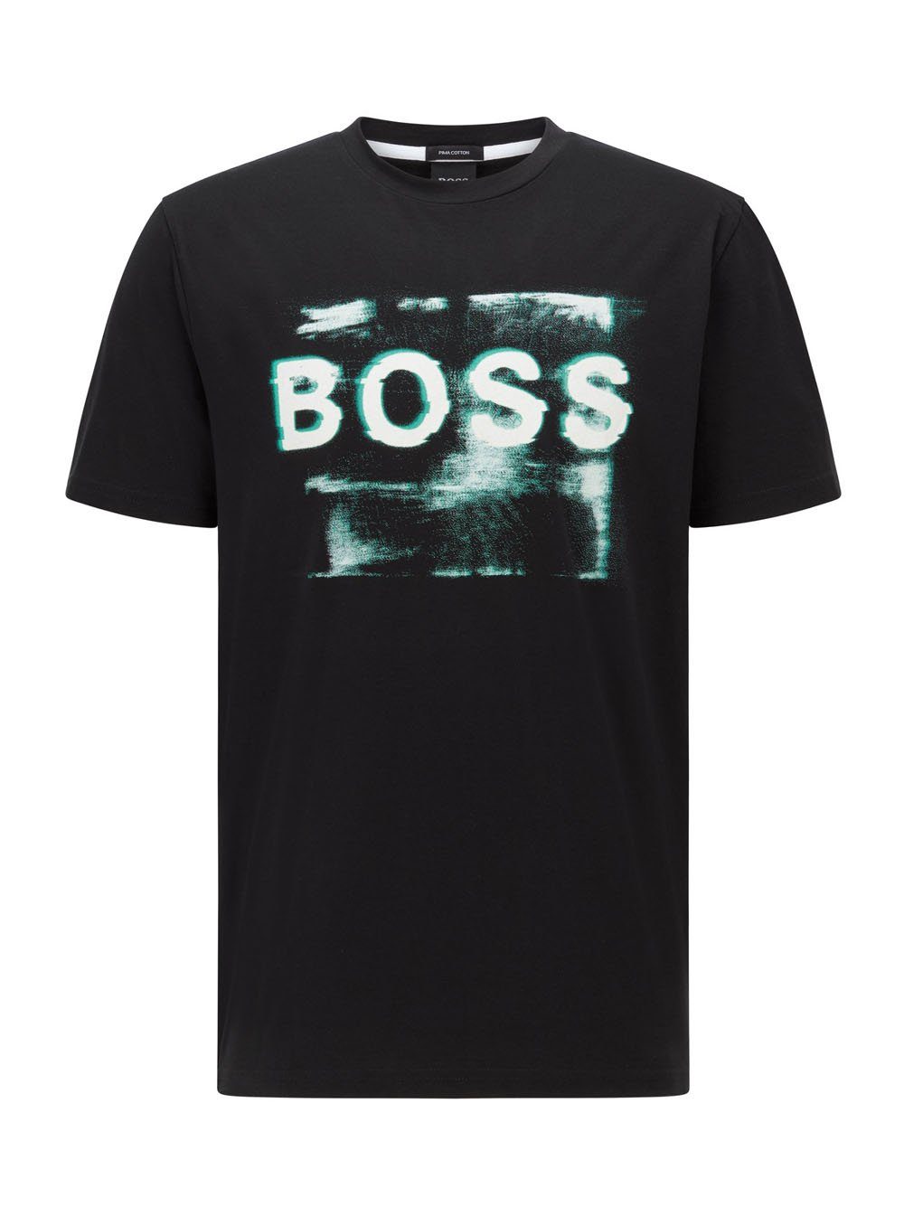 BOSS Mixed Print Logo T shirt Black - MAISONDEFASHION.COM