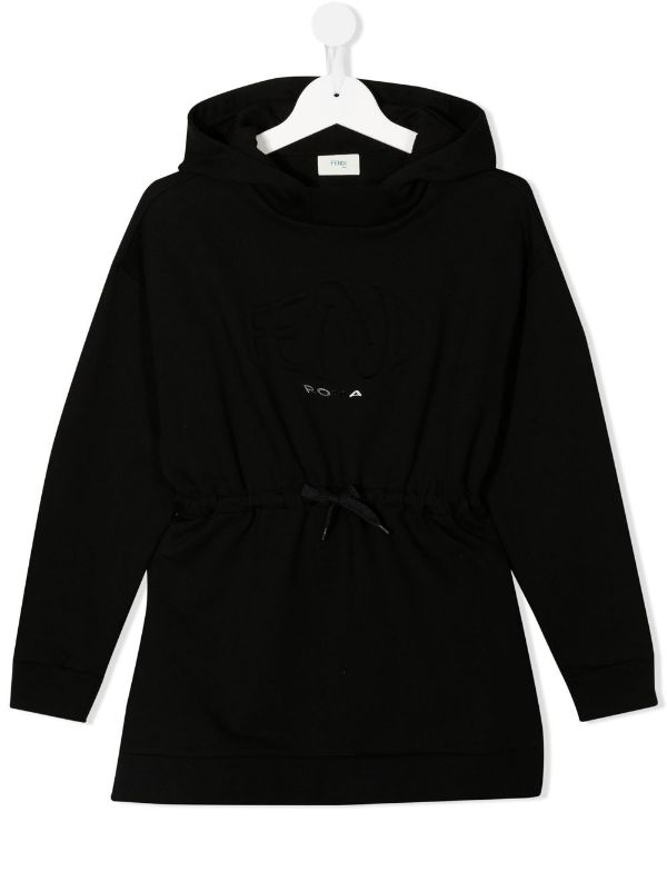 FENDI KIDS Hooded Sweatshirt Black - MAISONDEFASHION.COM