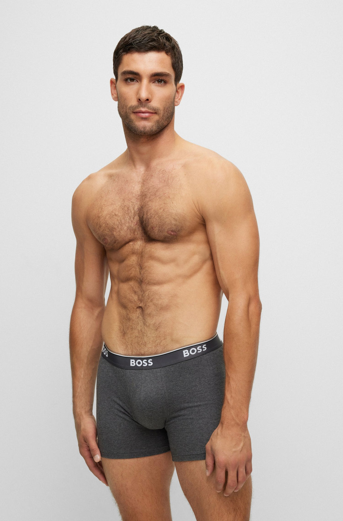 BOSS Three-pack Boxers Open Grey - MAISONDEFASHION.COM