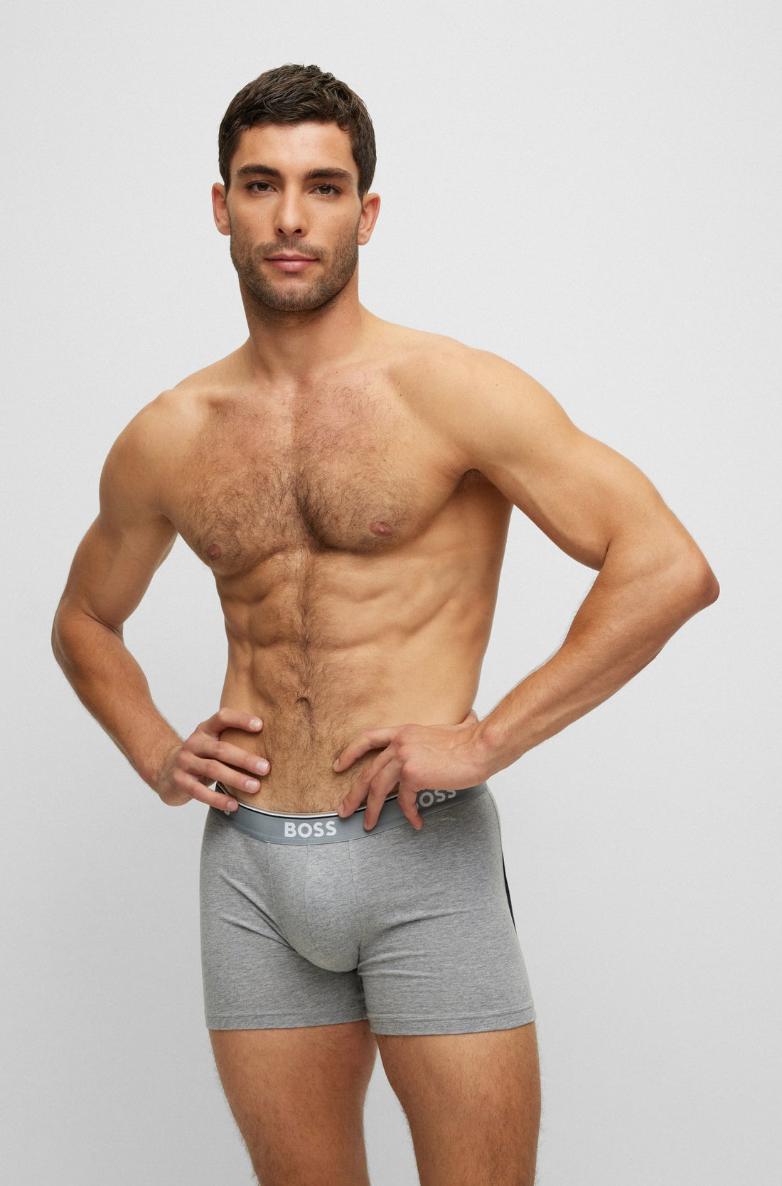 BOSS Three-pack Boxers Open Grey - MAISONDEFASHION.COM