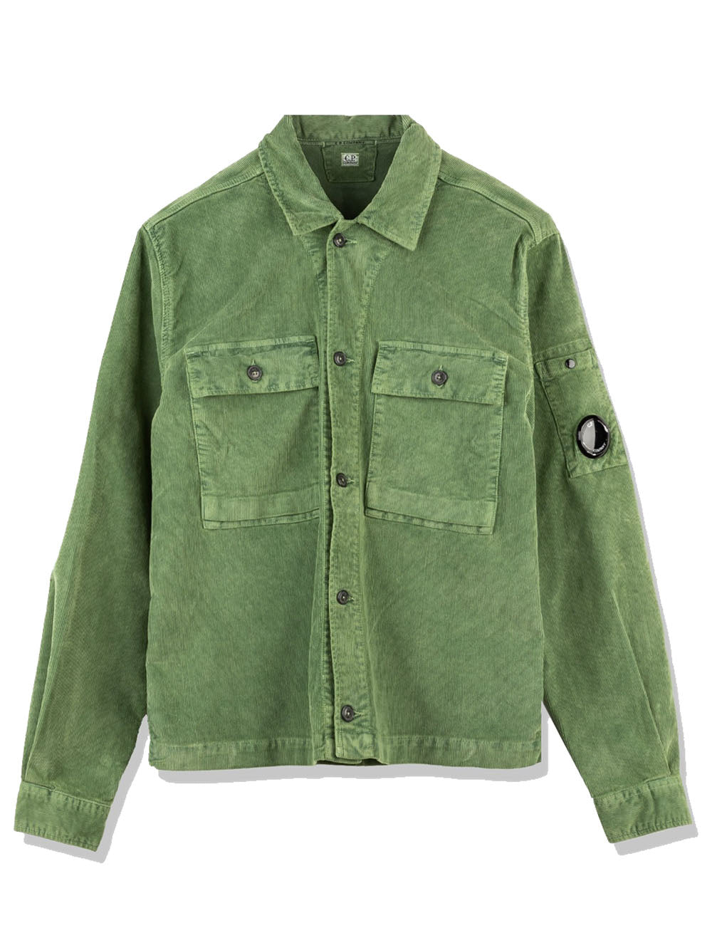 C.P. COMPANY Corduroy Lens Pocket Overshirt Green - MAISONDEFASHION.COM