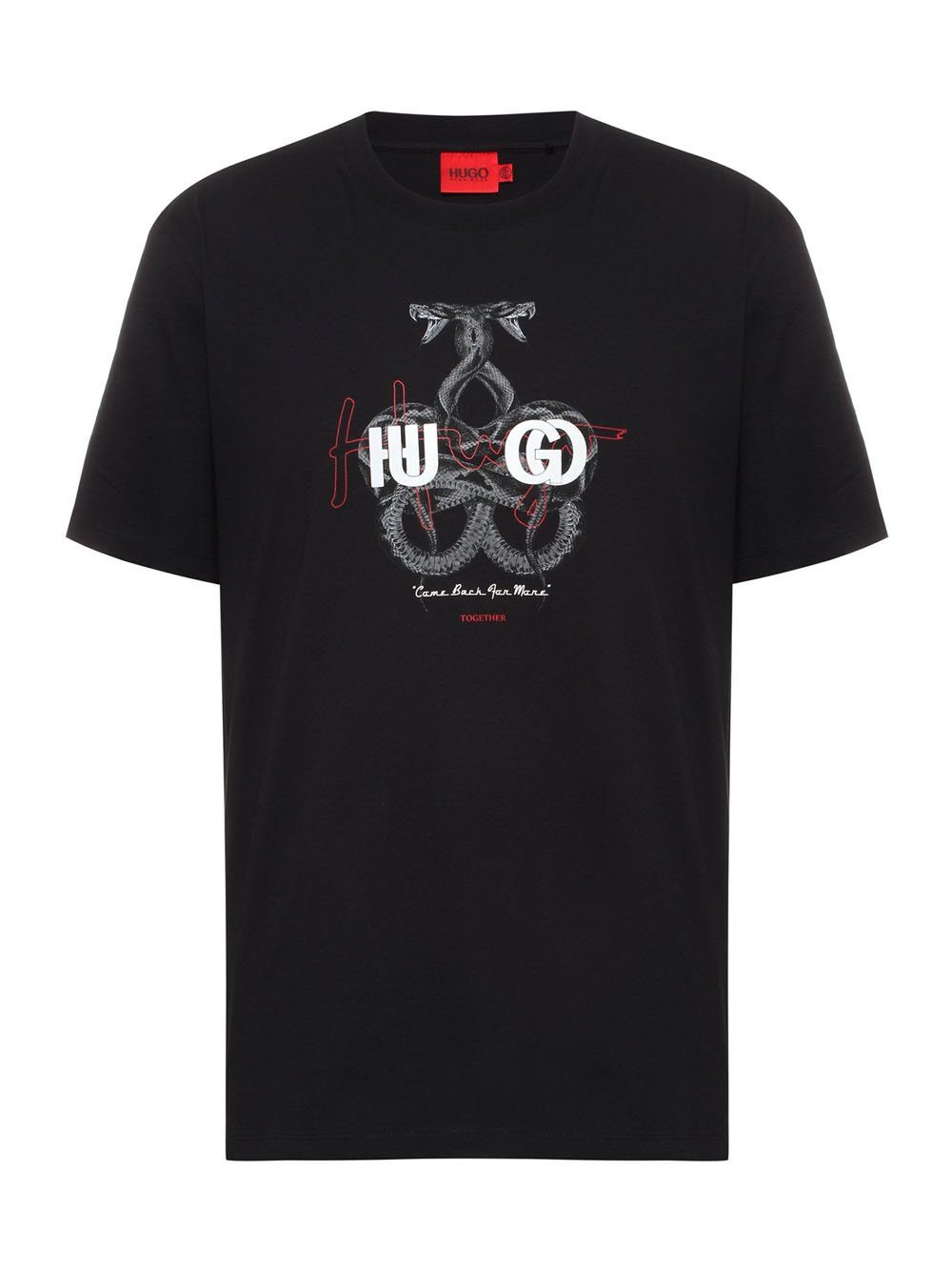 HUGO Logo snake print T-shirt Black - MAISONDEFASHION.COM