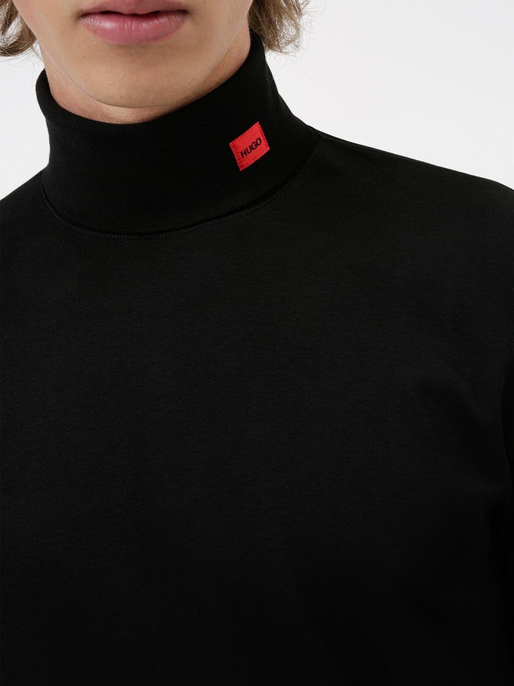 HUGO Long-sleeve Turtleneck Long Sleeve T-Shirt Black - MAISONDEFASHION.COM