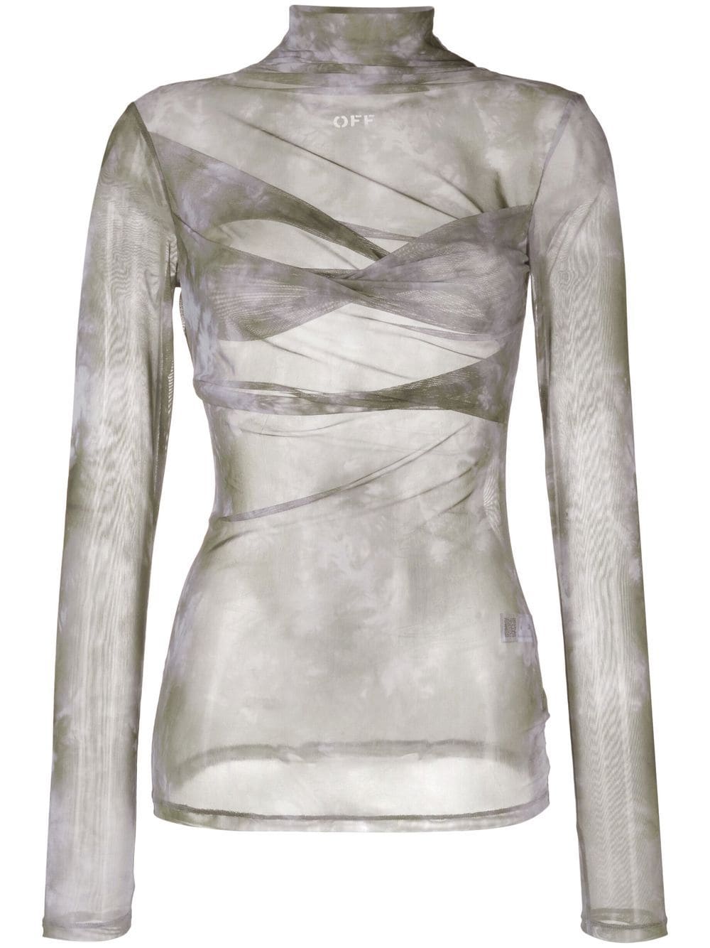 OFF-WHITE WOMEN Sheer Crop Top Military/Lilac - MAISONDEFASHION.COM