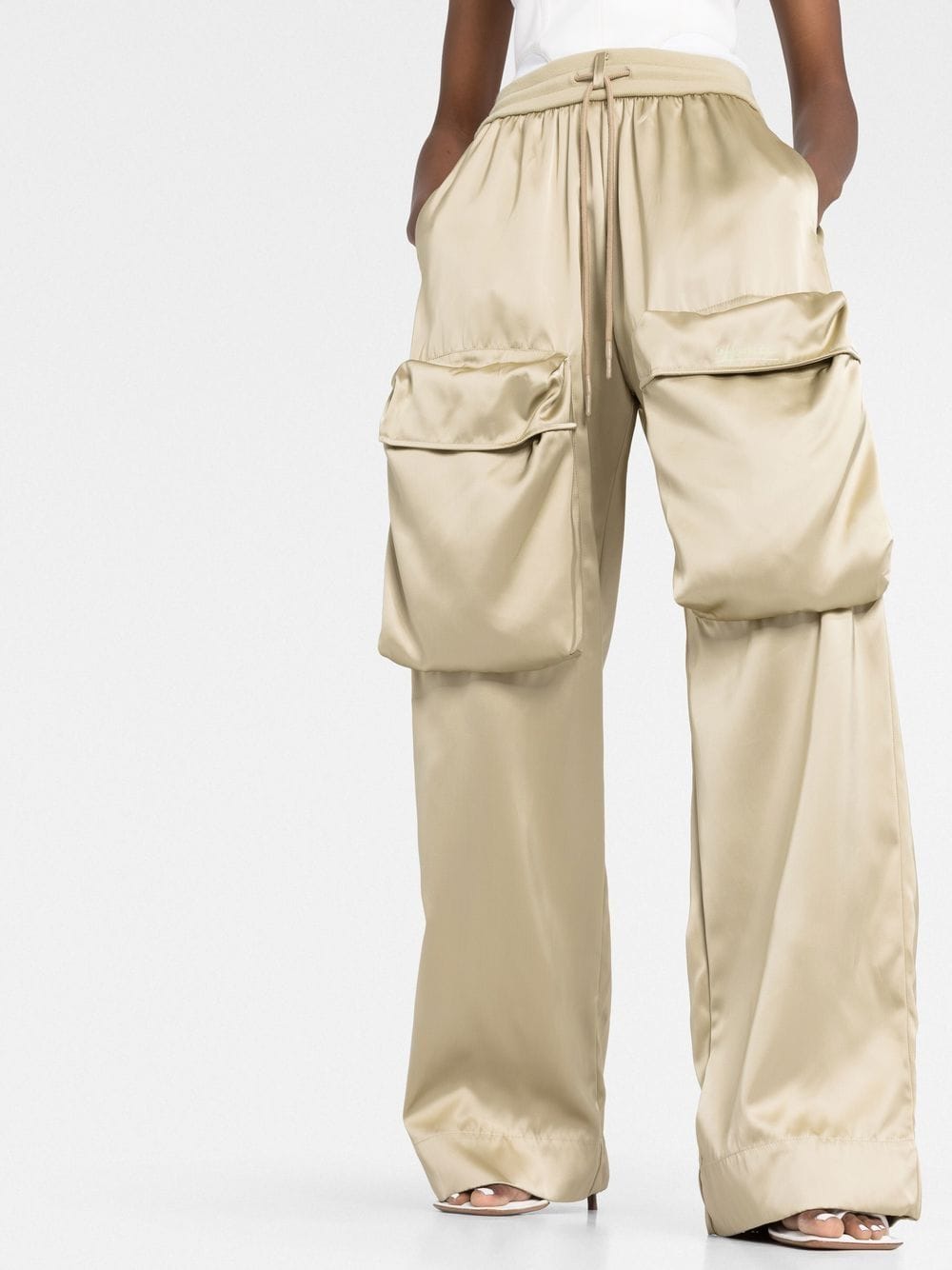 OFF-WHITE WOMEN Duchesse Cargo Trousers Green - MAISONDEFASHION.COM