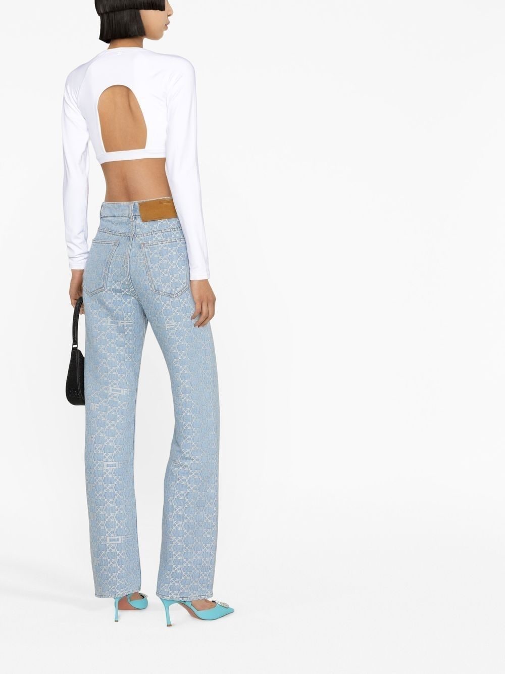 OFF-WHITE WOMEN Monogram 90’s Fit Straight Leg Jeans Light Blue - MAISONDEFASHION.COM