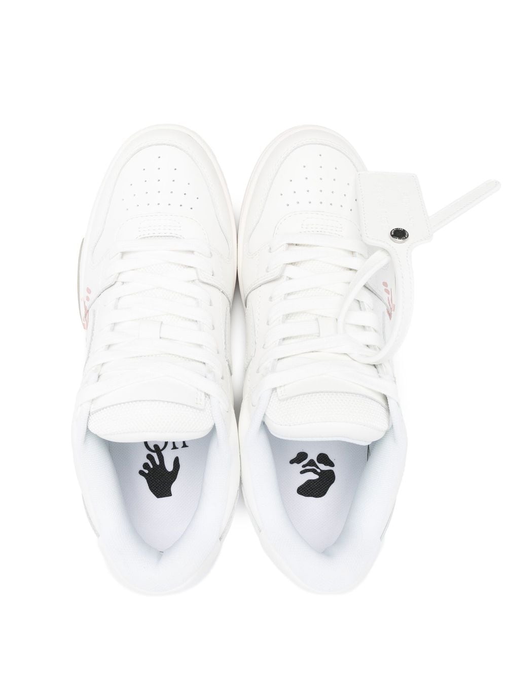 OFF WHITE WOMEN Out Of Office For Walking Leather Sneakers White/Pink - MAISONDEFASHION.COM