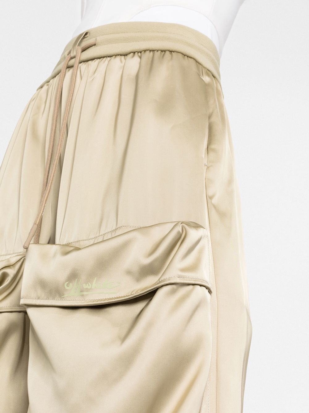 OFF-WHITE WOMEN Duchesse Cargo Trousers Green - MAISONDEFASHION.COM