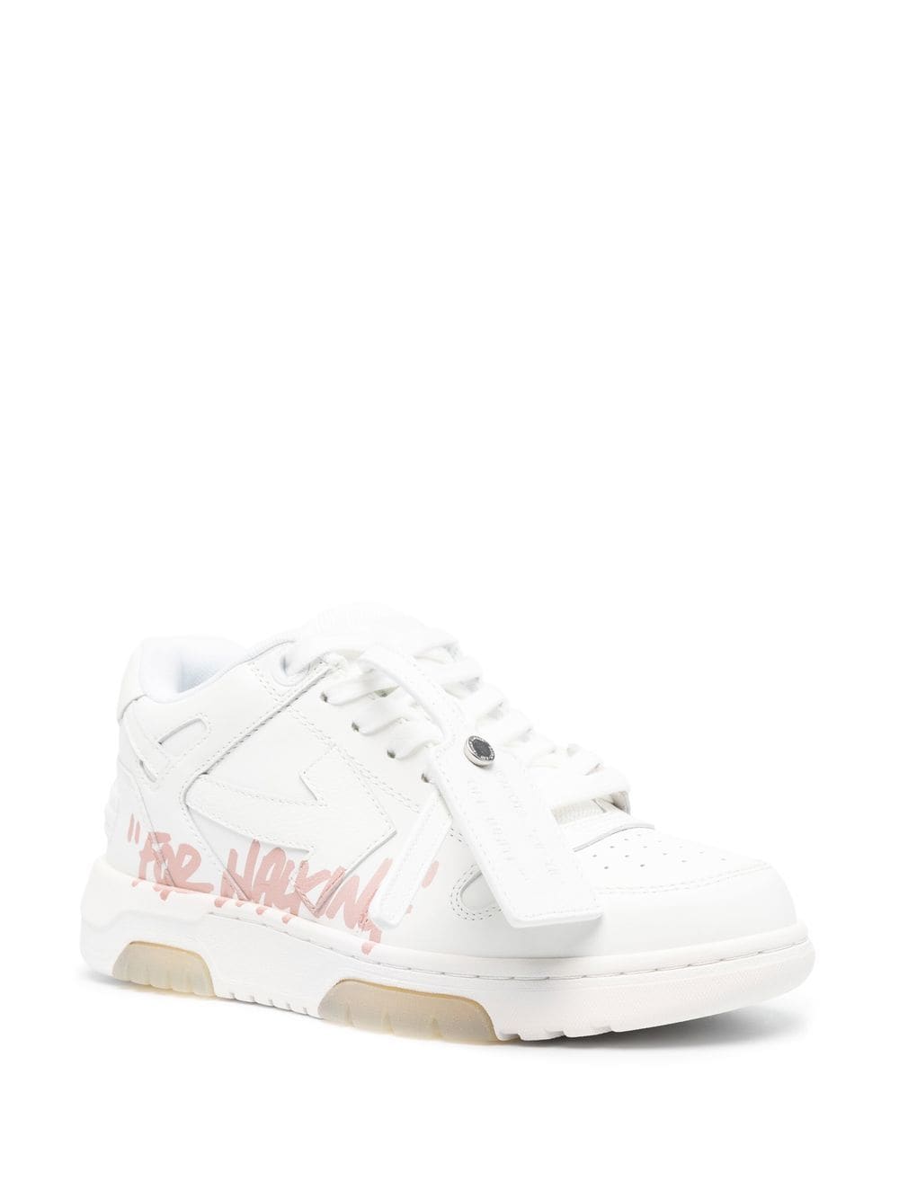 OFF WHITE WOMEN Out Of Office For Walking Leather Sneakers White/Pink - MAISONDEFASHION.COM