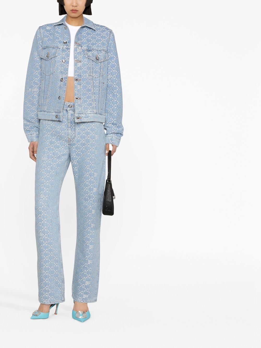 OFF-WHITE WOMEN Monogram 90’s Fit Straight Leg Jeans Light Blue - MAISONDEFASHION.COM