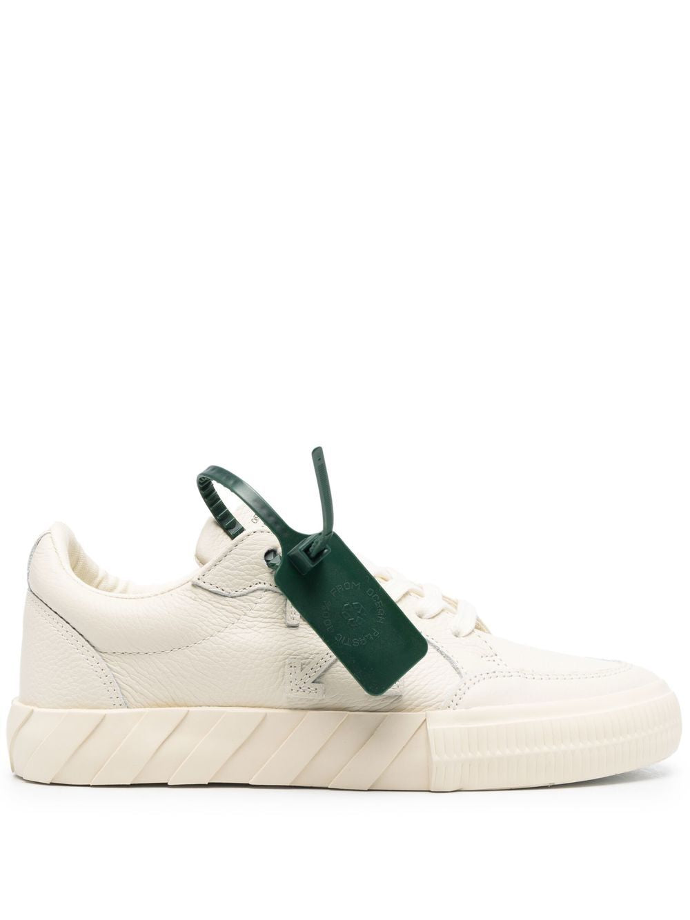 OFF-WHITE WOMEN Vulcanized Lace-up Leather Sneakers Camel - MAISONDEFASHION.COM