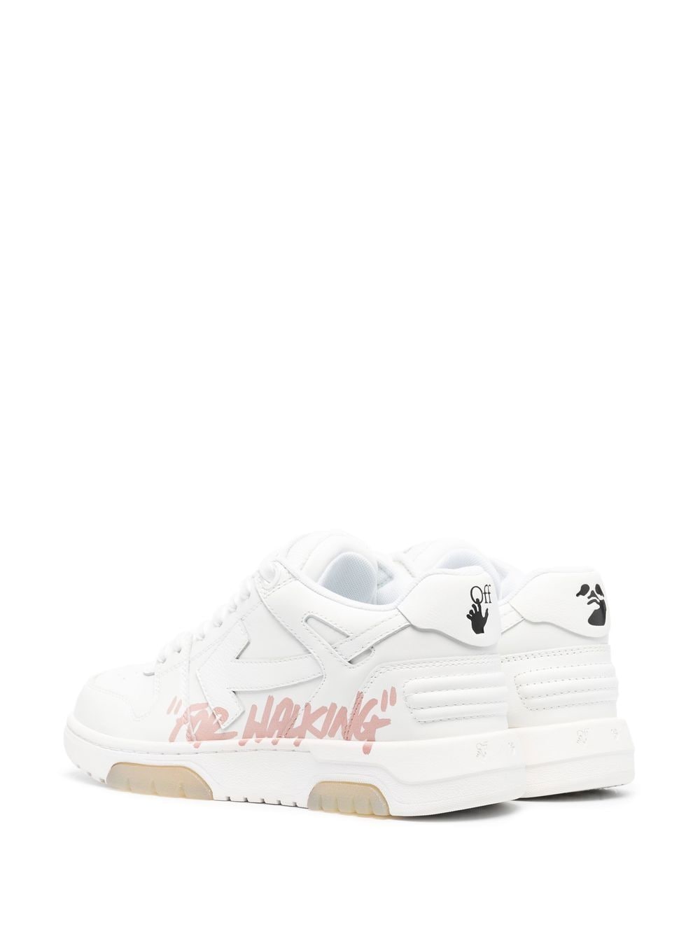 OFF WHITE WOMEN Out Of Office For Walking Leather Sneakers White/Pink - MAISONDEFASHION.COM