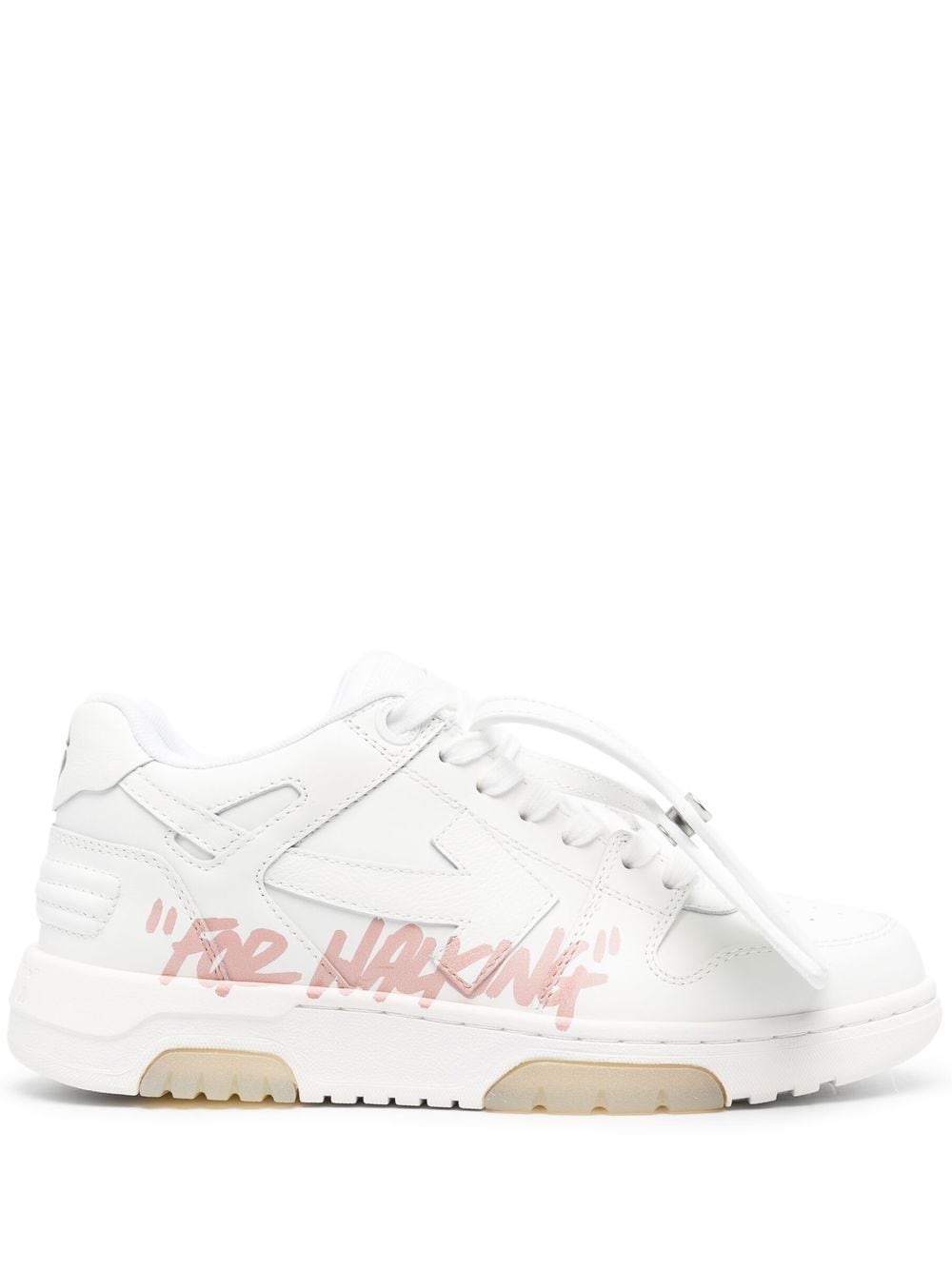 OFF WHITE WOMEN Out Of Office For Walking Leather Sneakers White/Pink - MAISONDEFASHION.COM