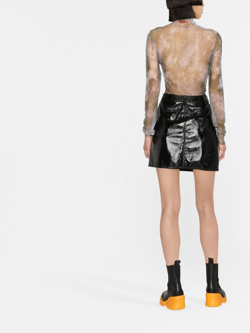 OFF-WHITE WOMEN Sheer Crop Top Military/Lilac - MAISONDEFASHION.COM