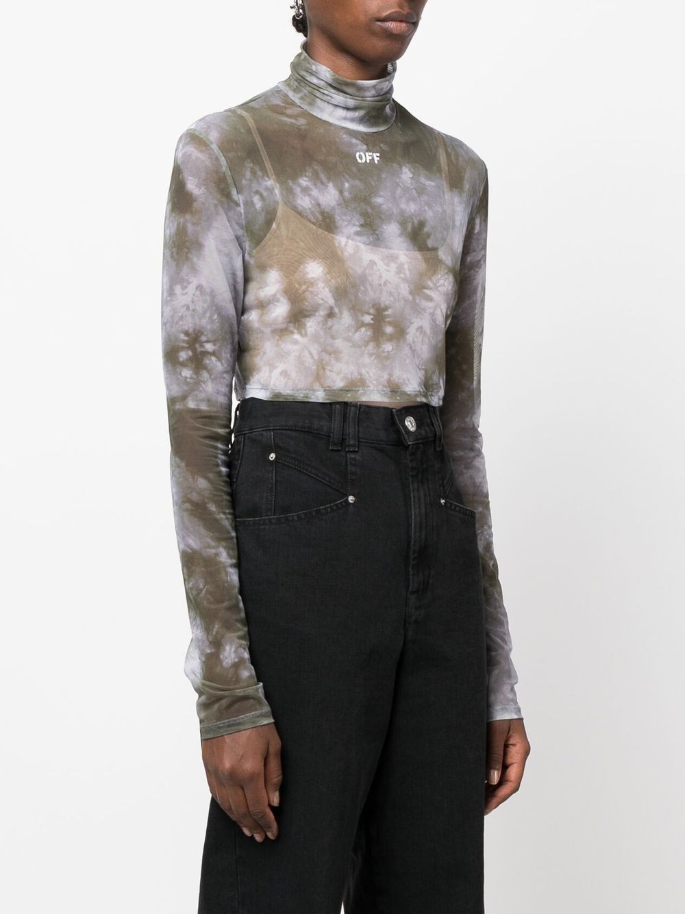 OFF-WHITE WOMEN Tie Dye Crop Top Military/Lilac - MAISONDEFASHION.COM