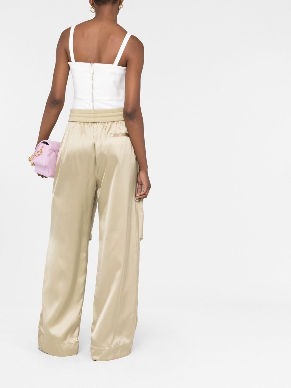 OFF-WHITE WOMEN Duchesse Cargo Trousers Green - MAISONDEFASHION.COM