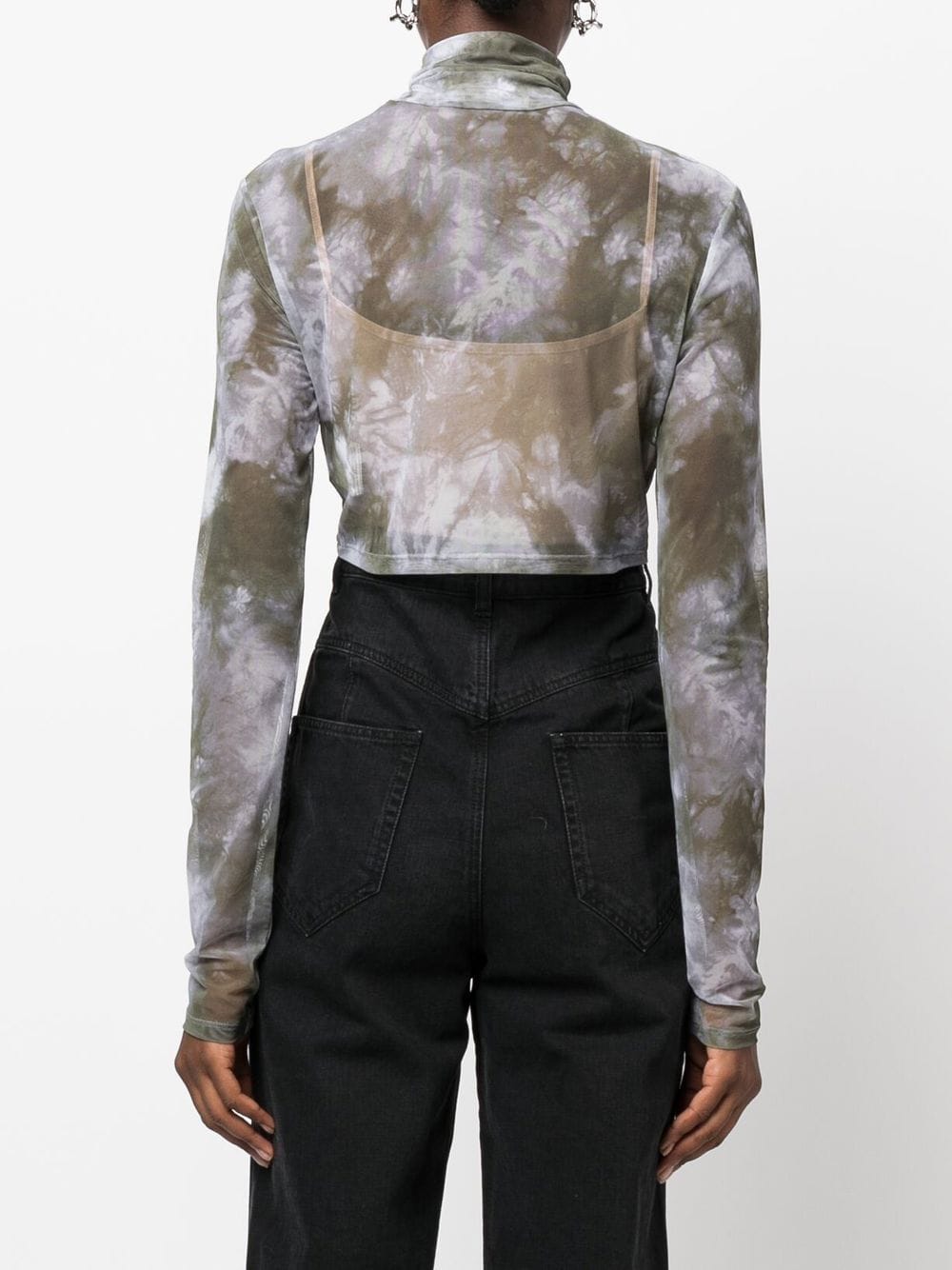 OFF-WHITE WOMEN Tie Dye Crop Top Military/Lilac - MAISONDEFASHION.COM