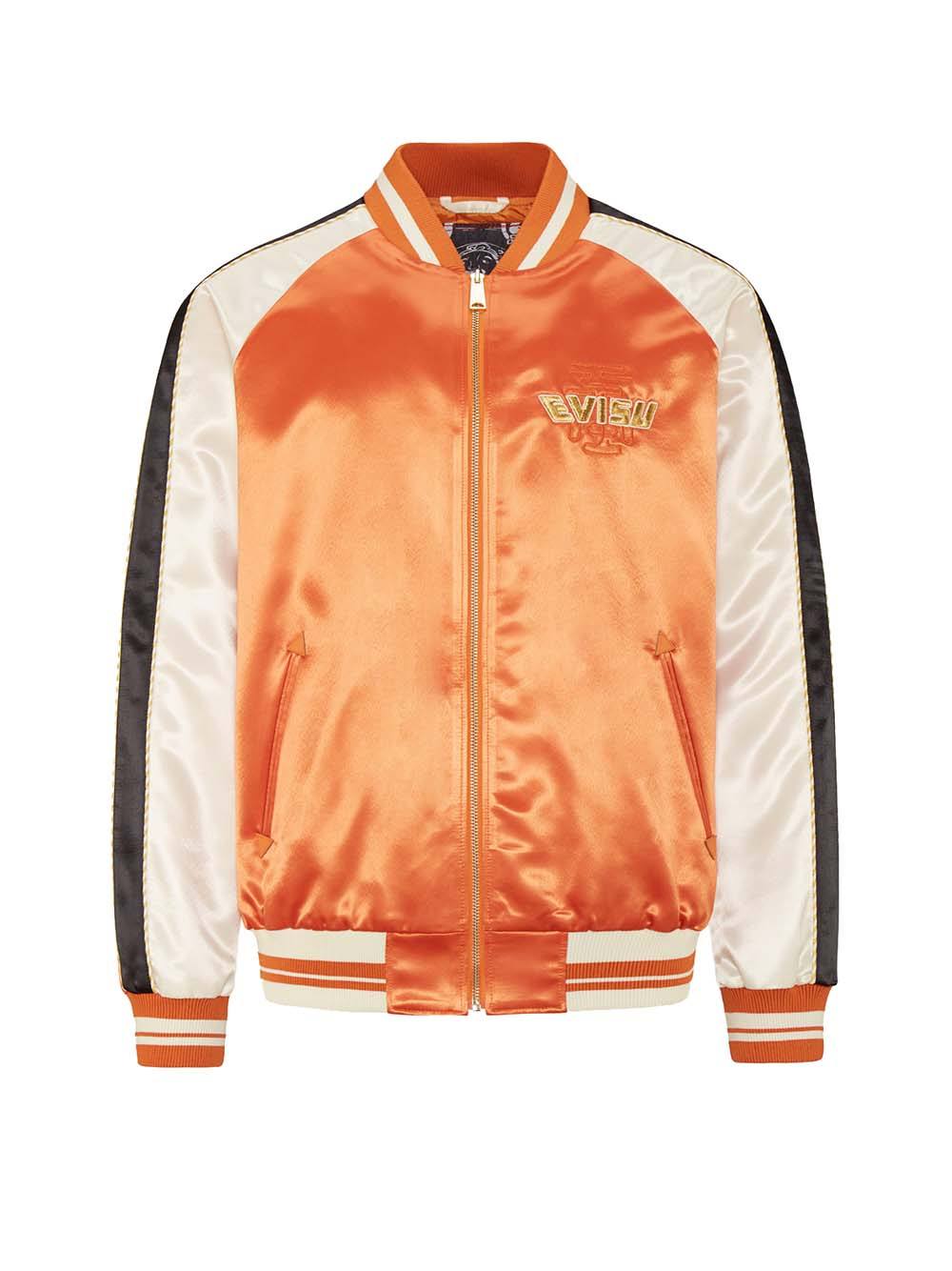 EVISU Fujin Twins Embroidered Jacket Orange/Cream - MAISONDEFASHION.COM