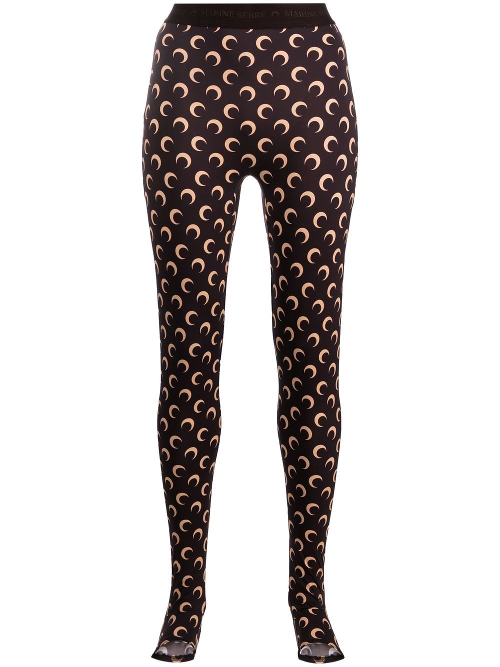 MARINE SERRE WOMEN All-over Logo-print Leggings Brown - MAISONDEFASHION.COM