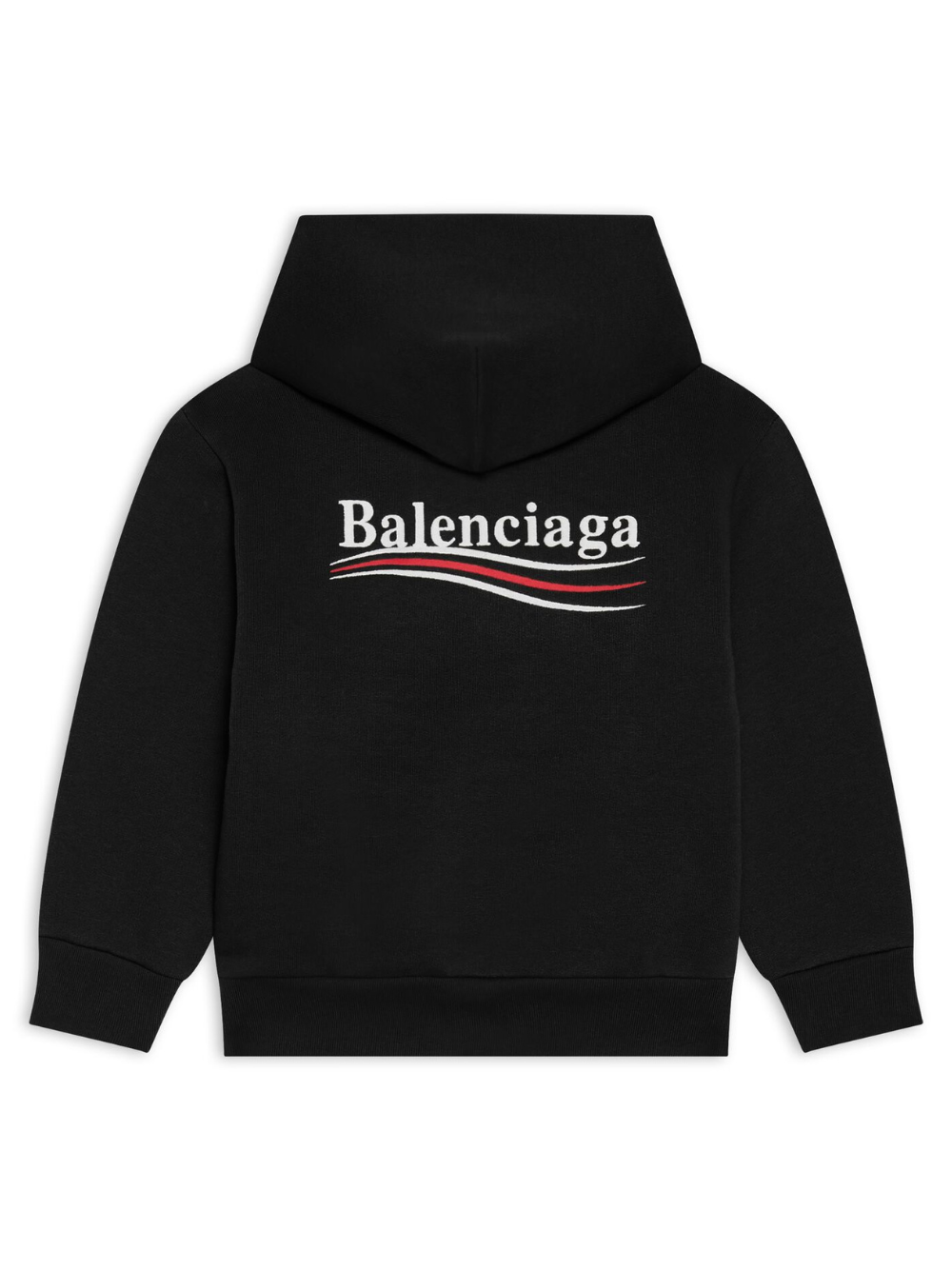 BALENCIAGA KIDS Political Logo Hoodie Black - MAISONDEFASHION.COM