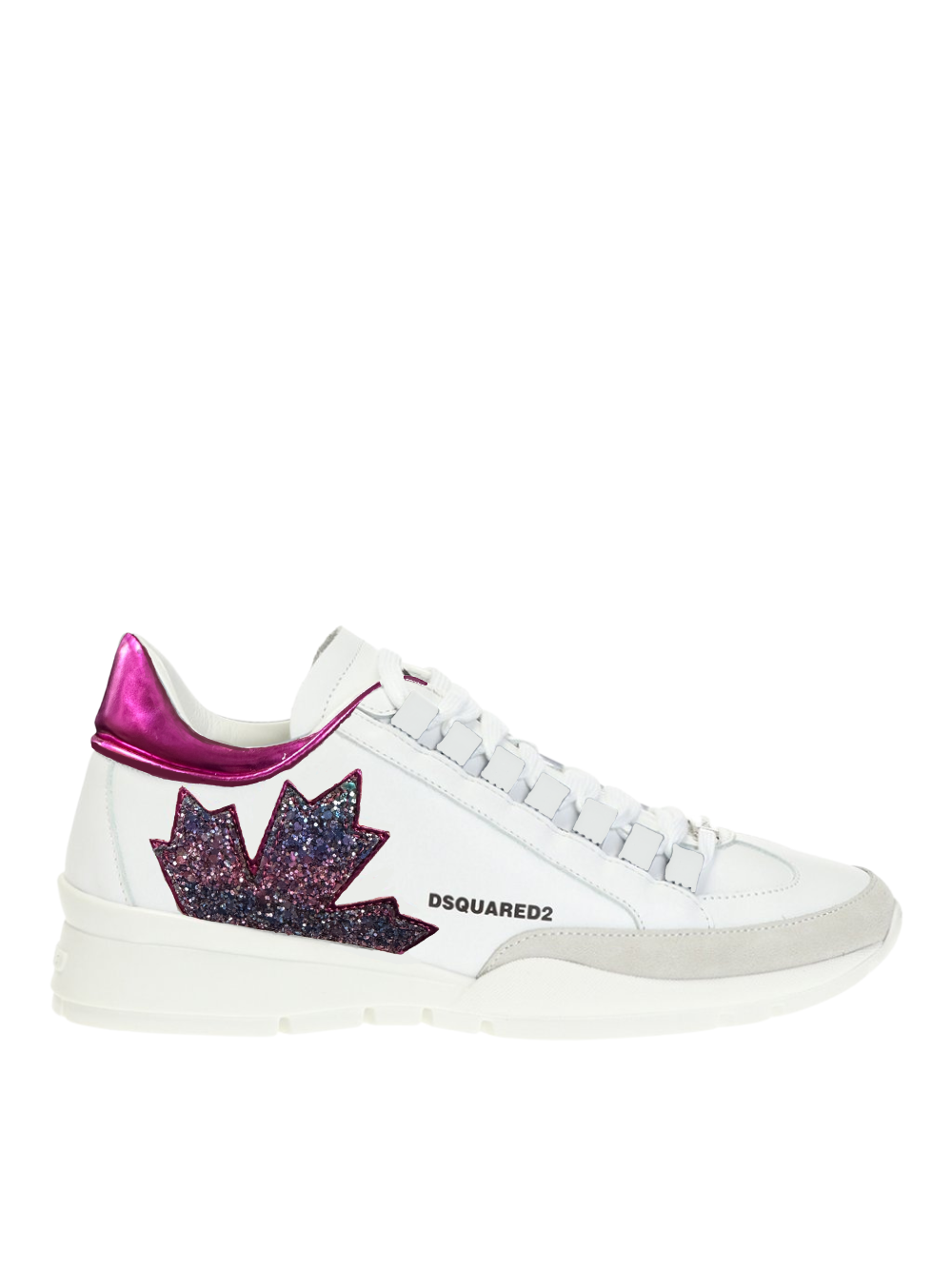 DSQUARED2 WOMEN Logo-print sneaker White/Pink - MAISONDEFASHION.COM