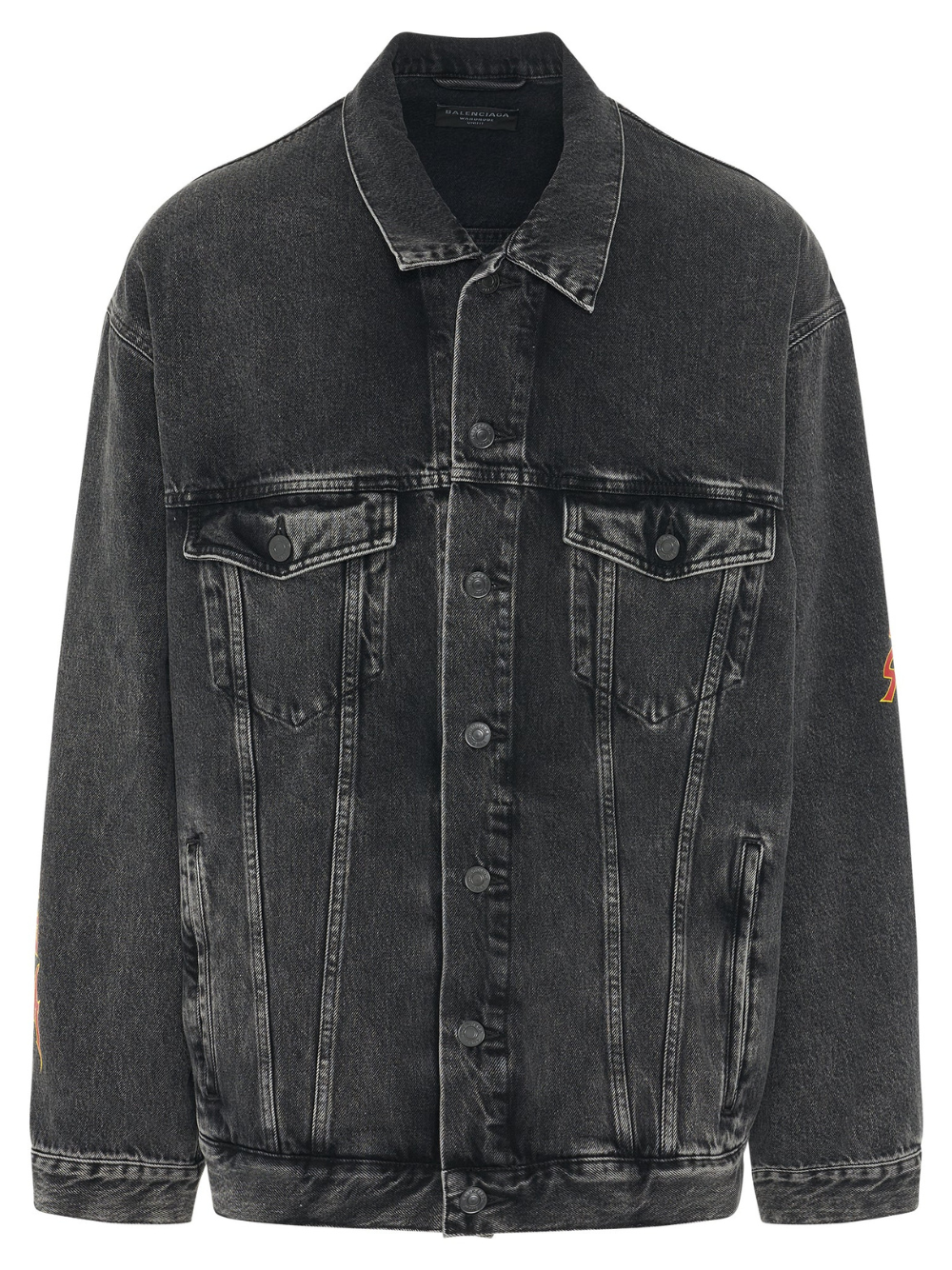 BALENCIAGA UNISEX Oversized Jacket Washed Black - MAISONDEFASHION.COM
