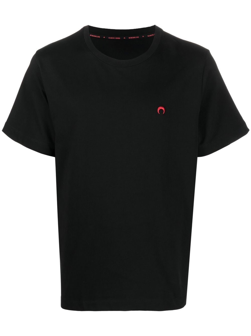 MARINE SERRE Logo-embroidered Organic-cotton T-shirt Black - MAISONDEFASHION.COM