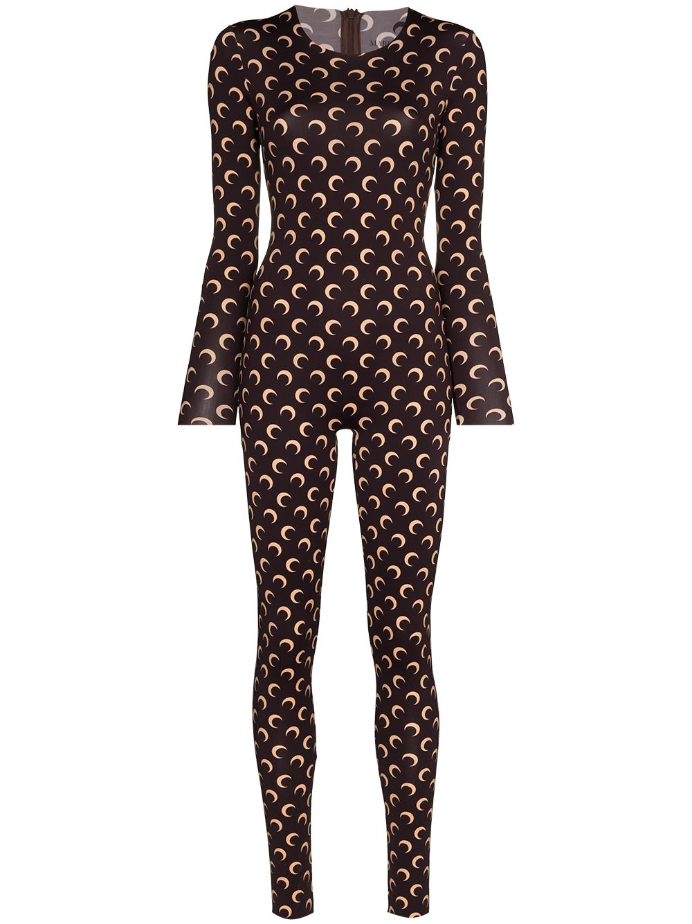 MARINE SERRE WOMEN Crescent Moon Jumpsuit Brown - MAISONDEFASHION.COM