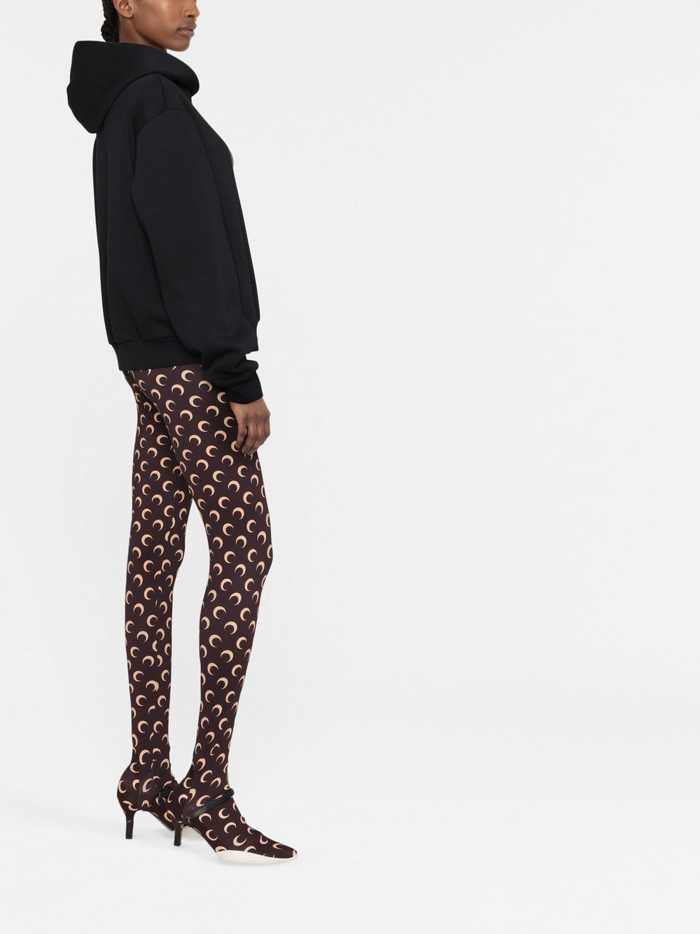 MARINE SERRE WOMEN All-over Logo-print Leggings Brown - MAISONDEFASHION.COM