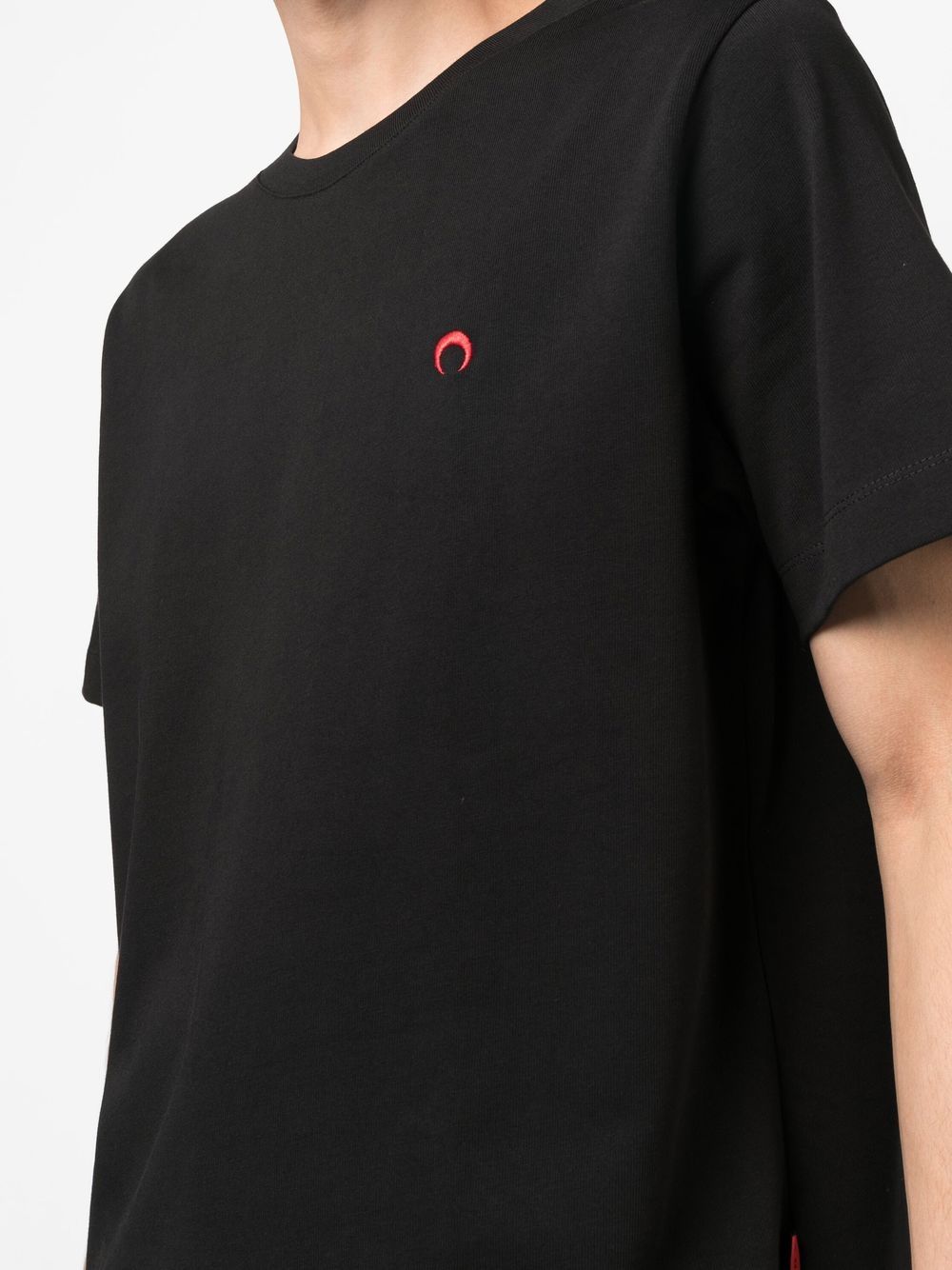 MARINE SERRE Logo-embroidered Organic-cotton T-shirt Black - MAISONDEFASHION.COM