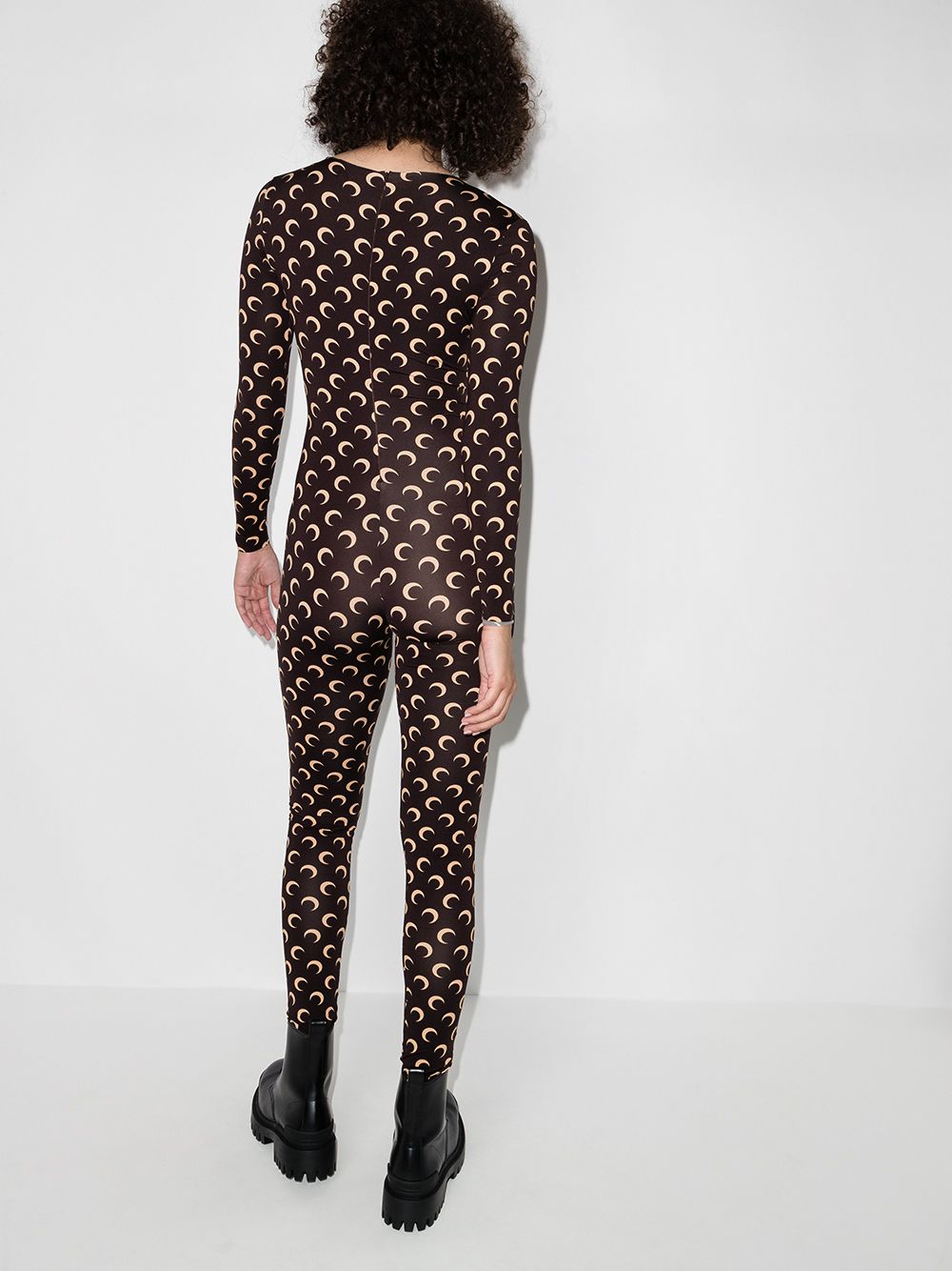 MARINE SERRE WOMEN Crescent Moon Jumpsuit Brown - MAISONDEFASHION.COM