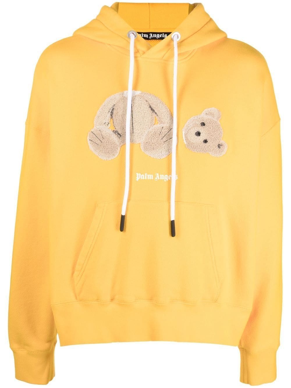 PALM ANGELS Bear Print Hoodie Yellow/Brown - MAISONDEFASHION.COM