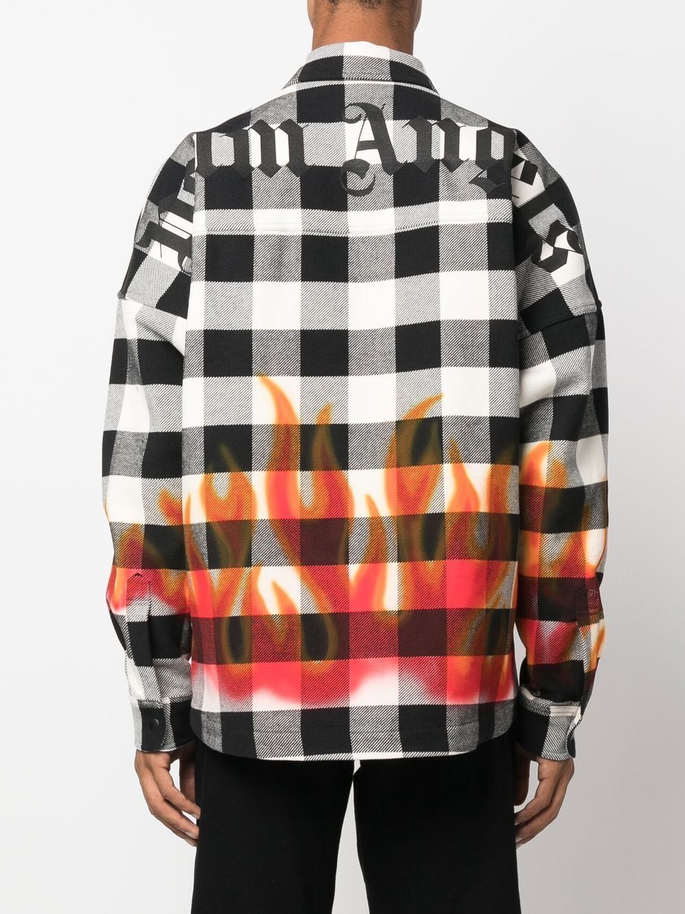 PALM ANGELS Check-print Long-sleeve Shirt Black/Red - MAISONDEFASHION.COM