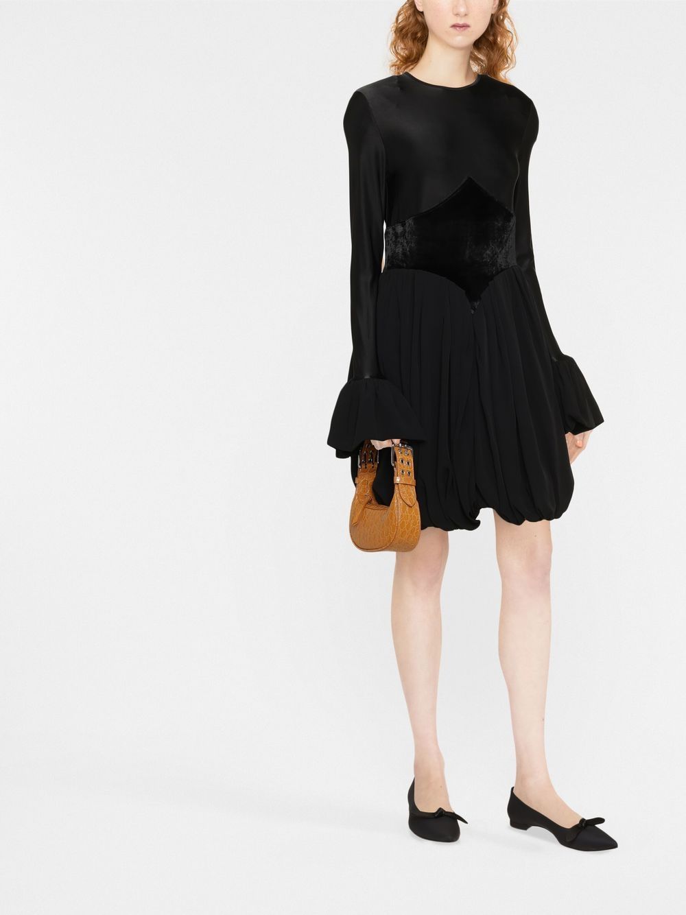 PACO RABANNE Panelled Flare Dress Black - MAISONDEFASHION.COM