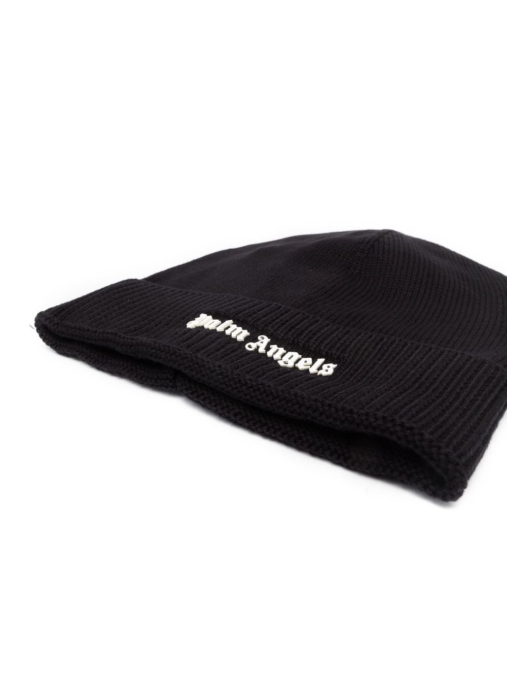 PALM ANGELS Logo-lettering Knitted Beanie Black - MAISONDEFASHION.COM