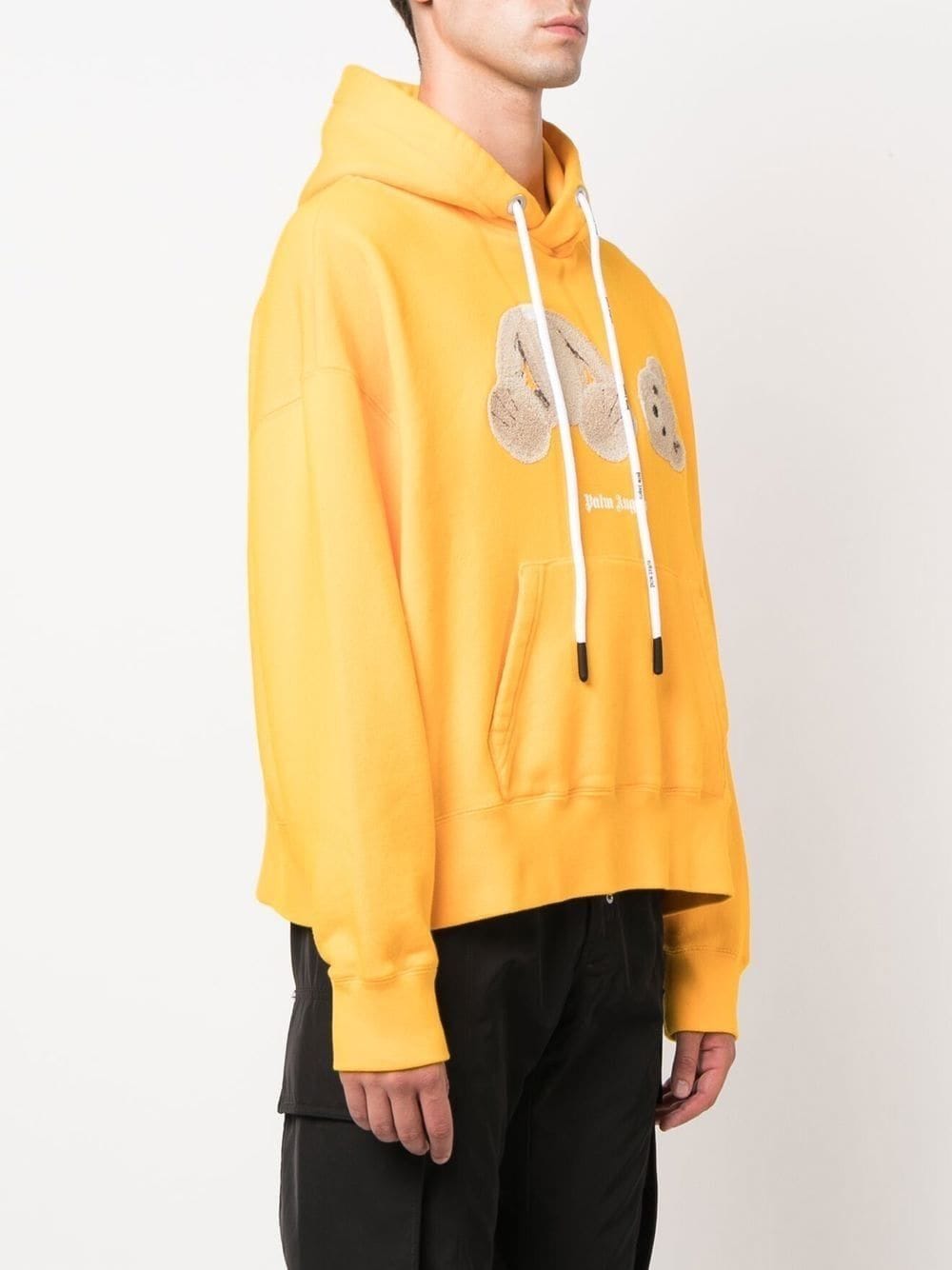 PALM ANGELS Bear Print Hoodie Yellow/Brown - MAISONDEFASHION.COM