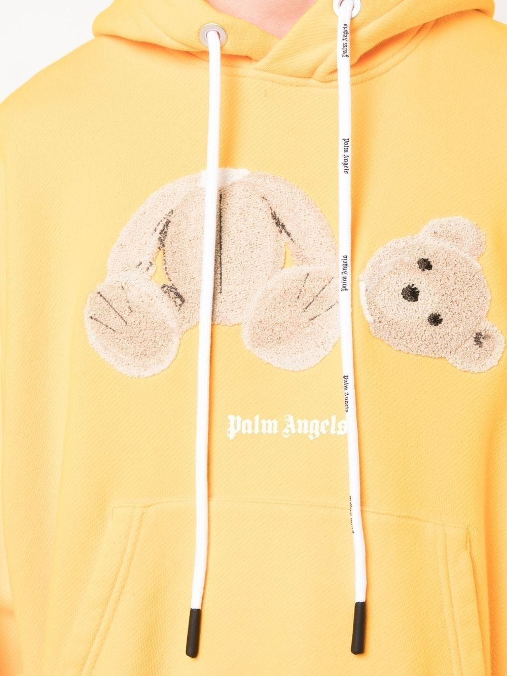 PALM ANGELS Bear Print Hoodie Yellow/Brown - MAISONDEFASHION.COM