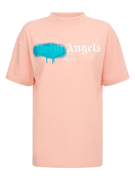 PALM ANGELS WOMEN Ibiza Sprayed T-Shirt Pink/Blue